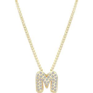 Stylish Gold Plated Initial Necklace with Rhinestones - Gift-Ready & Adjustable